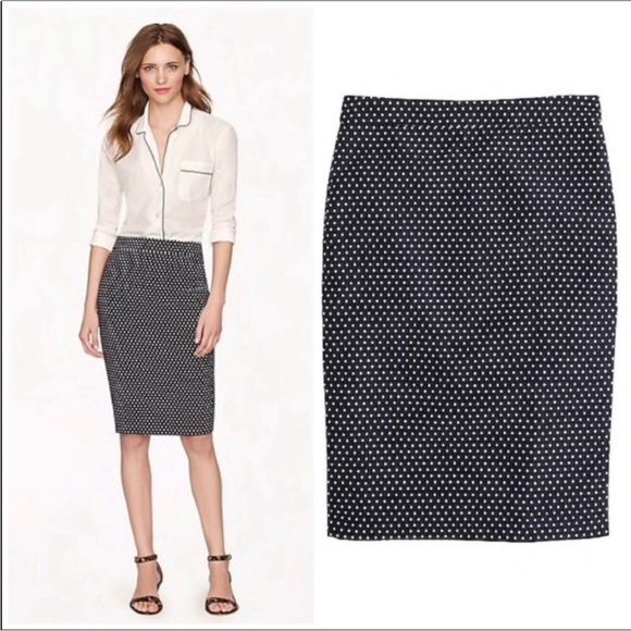 J. Crew No. 2 Pencil Skirt in Navy Polka Dot Jacquard - Picture 1 of 15